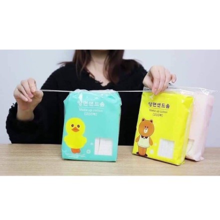 [ Gía siêu rẻ ] BÔNG TẨY TRANG 200 MIẾNG, GẤU VÀNG THỎ HỒNG VỊT XANH ALS