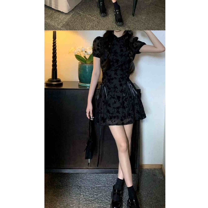 Đầm Sườn Xám Tay Ngắn Dáng Ôm Phong Cách Trung Hoa Thời Trang Mùa Hè Mới 2022