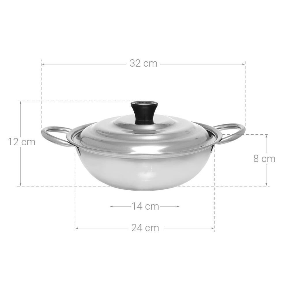 Nồi Lẩu 24cm Nắp Inox Rainy RNL24-1DI4 Chất Liệu Cao Cấp Sử Dụng Được Bếp Hồng Ngoại Bếp Gas