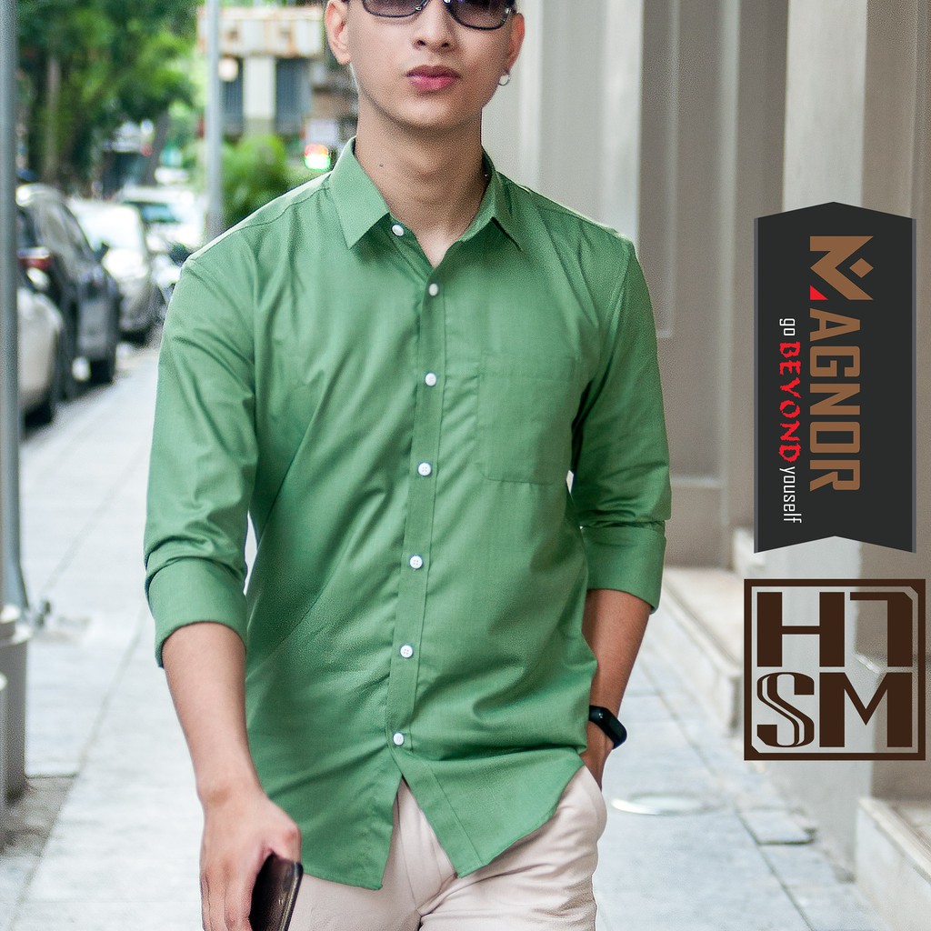 Áo sơ mi nam dài tay HTSM MAGNOR Medium fit vải kate oxford