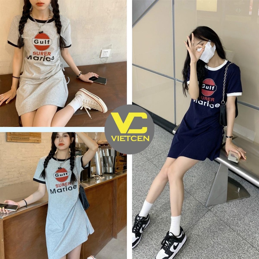 Váy suông MARIE nữ rút eo đầm ôm body trẻ trung tay ngắn Ulzzang - VIETCEN