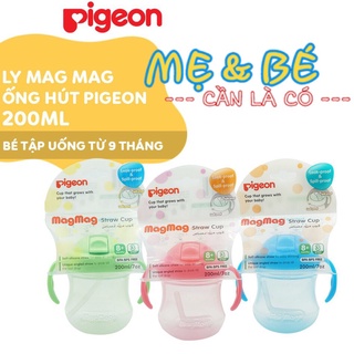 Bình uống nước có tay cầm và ống hút Pigeon MagMag 200ml