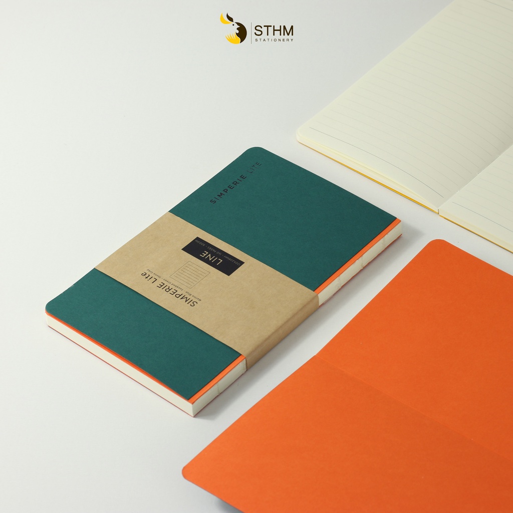 SIMPERIE LITE - Seaweed Green - Sổ tay mở flat 180 độ - Ruột kem 80gsm có chấm chia cột - STHM stationery