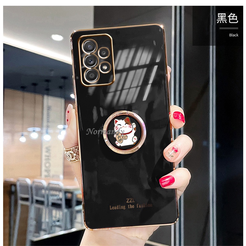 Ốp Điện Thoại Silica Gel Mềm Mạ Hình Mèo May Mắn Cho Samsung Galaxy A53 A05 A05 A23 A33 A73 A23 LTE A13 M33 M23 5G 4G