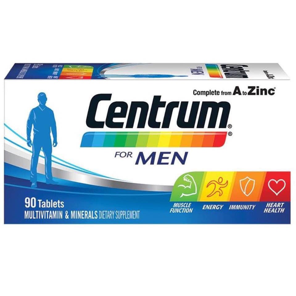 Centrum For men Úc - 90 Viên Vitamin Tổng Hợp NAM