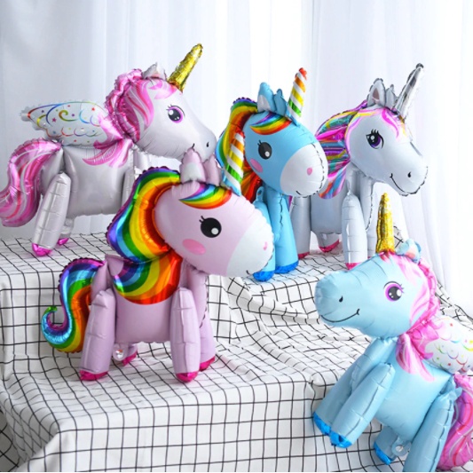 Bong bóng Pony 4D ( kỳ lân) dễ thương trang trí sinh nhật, đồ chơi cho bé