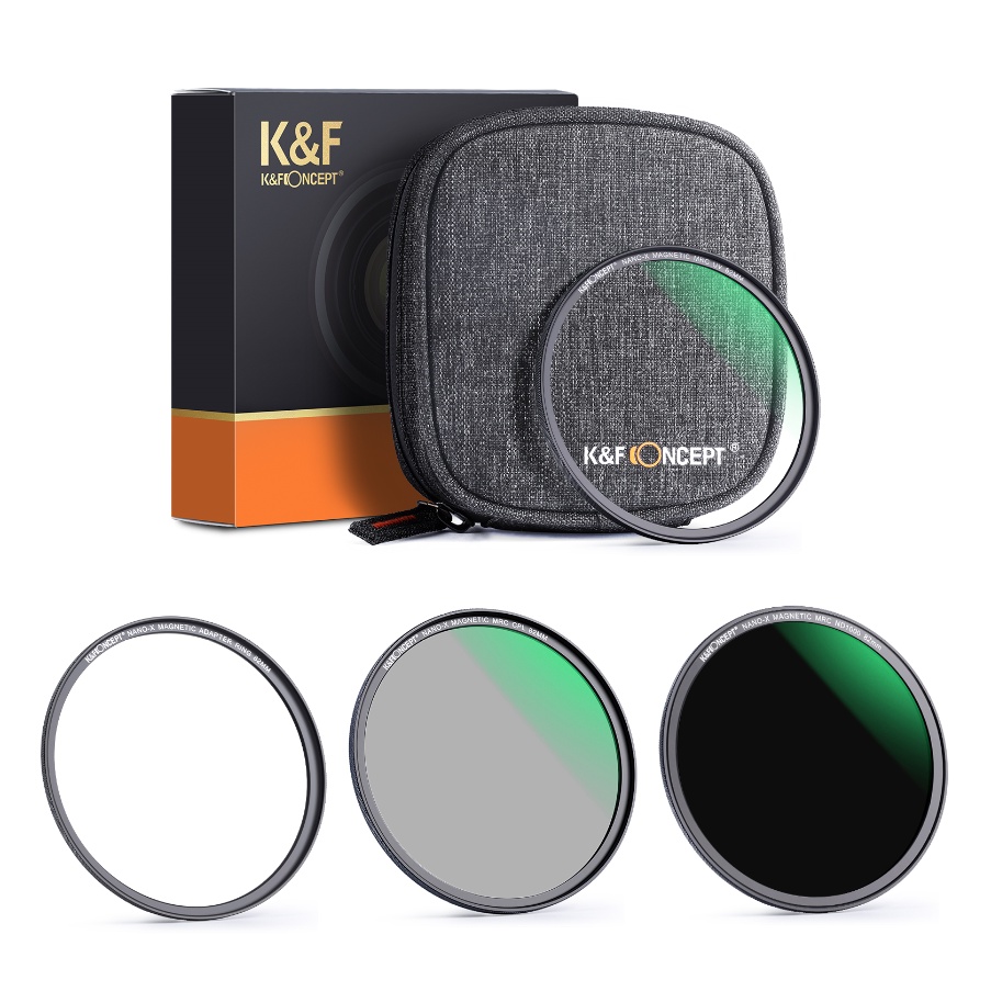 K & F Concept 4 Bộ lọc ống kính từ tính MCUV CPL Mật độ trung tính ND1000 + Bộ chuyển đổi Vòng phân 