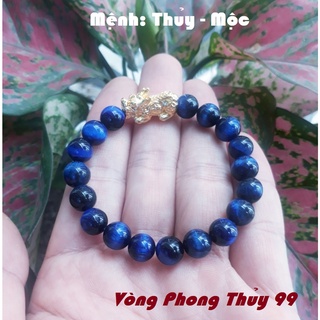 Vòng tỳ hưu đá mắt hổ xanh dương - vòng phong thủy đá mắt hổ xanh dương mệnh mộc, thủy