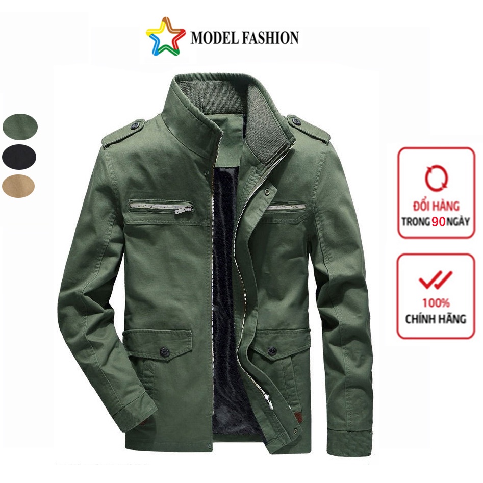 Áo khoác kaki nam Model fashion AKKI423 phối 2 túi trước ngực
