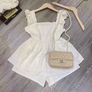 Sét đồ bộ nữ 2 dây phối cánh tiên chất vải Kate lụa
