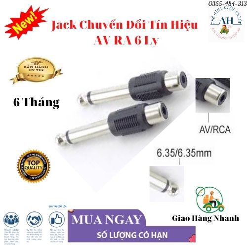 Jack Chuyển Đổi Tín Hiệu đầu Jack 6 Ly Ra Bông Sen ( AV).Jack Màu bạc(nhựa đen), Bền,Đẹp.