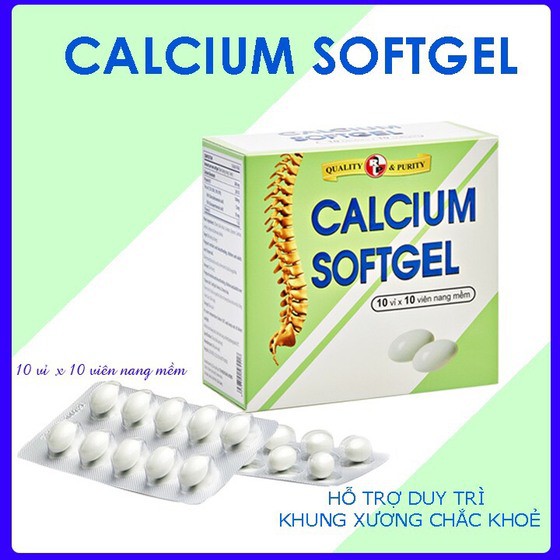 Viên uống bổ sung canxi và vitamin D3, phát triển chiều cao - CALCIUM Softgel - Robinson Pharma USA - H100v