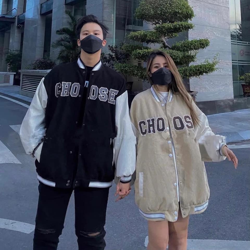 Áo Khoác Bomber Choose PEONYB Unisex [FREESHIP]  Jacket nhung form rộng tay bồng, khoát kẻ viền nam nữ Ulzzang