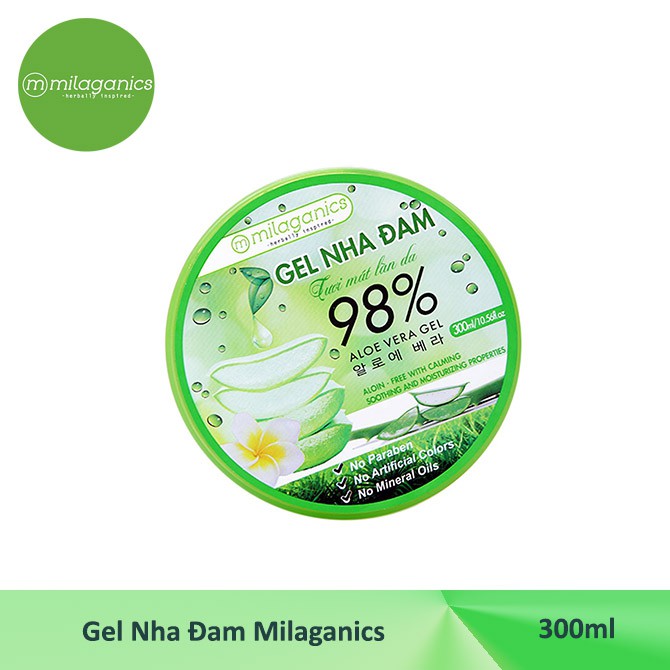 Combo 2 Gel Nha Đam Tươi Mát Làn Da Milaganics (300ml/Hộp)