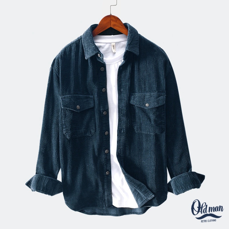 Áo Sơ Mi Nam Vintage Có Túi Chất LIệu Vải Nhung Tăm Mềm Mịn Dày Dặn Không Bai Xù, Phong Cách Cổ Điển, Retro, Trẻ Trung | BigBuy360 - bigbuy360.vn