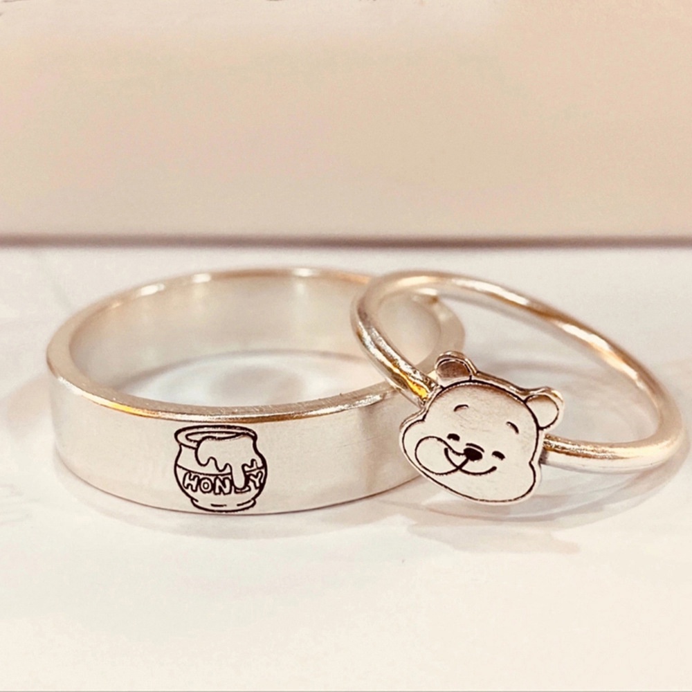 Nhẫn Cặp Họa Tiết Hoạt Hình Winnie The Pooh Dễ Thương Có Thể Điều Chỉnh Cho Cặp Đôi