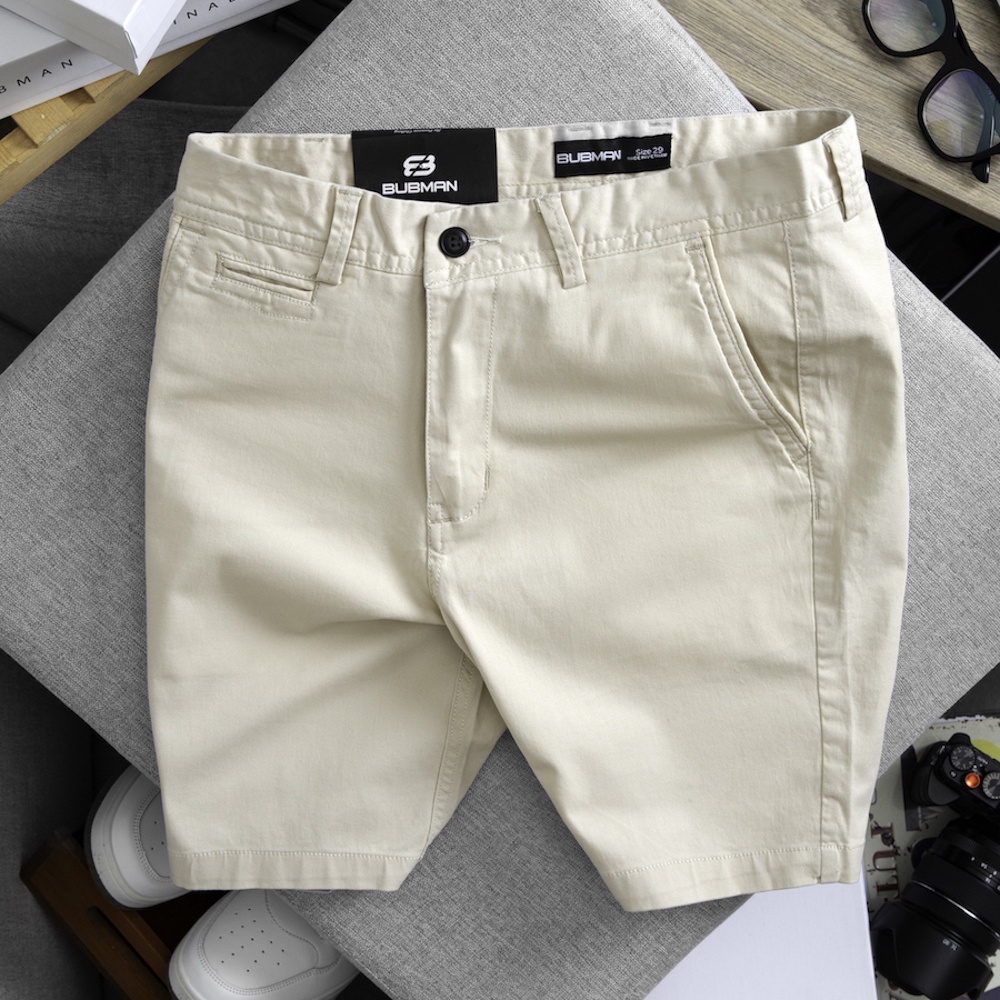 Quần short Kaki Garmẹnt màu kem co giãn, năng động, trẻ trung - Bubman