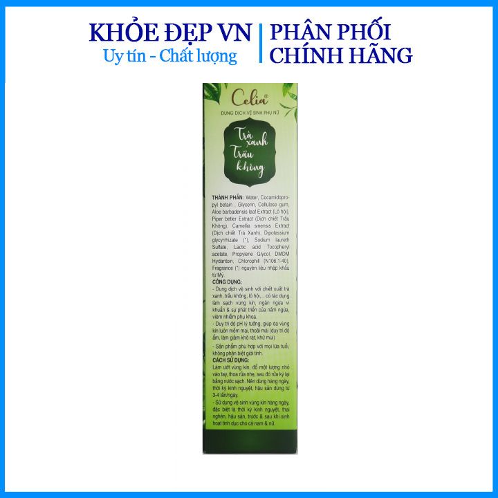 Dung dịch vệ sinh phụ nữ trà xanh trầu không Giúp duy trì độ pH và dưỡng ẩm vùng kín – Chai 125ml