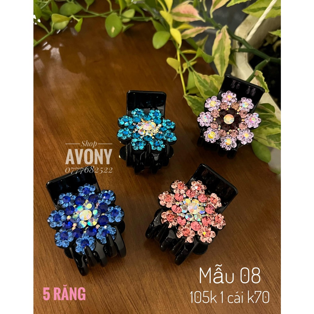 Bấu tóc hoa đính đá màu dạng gắp tóc càng cua 5 răng hình hoa