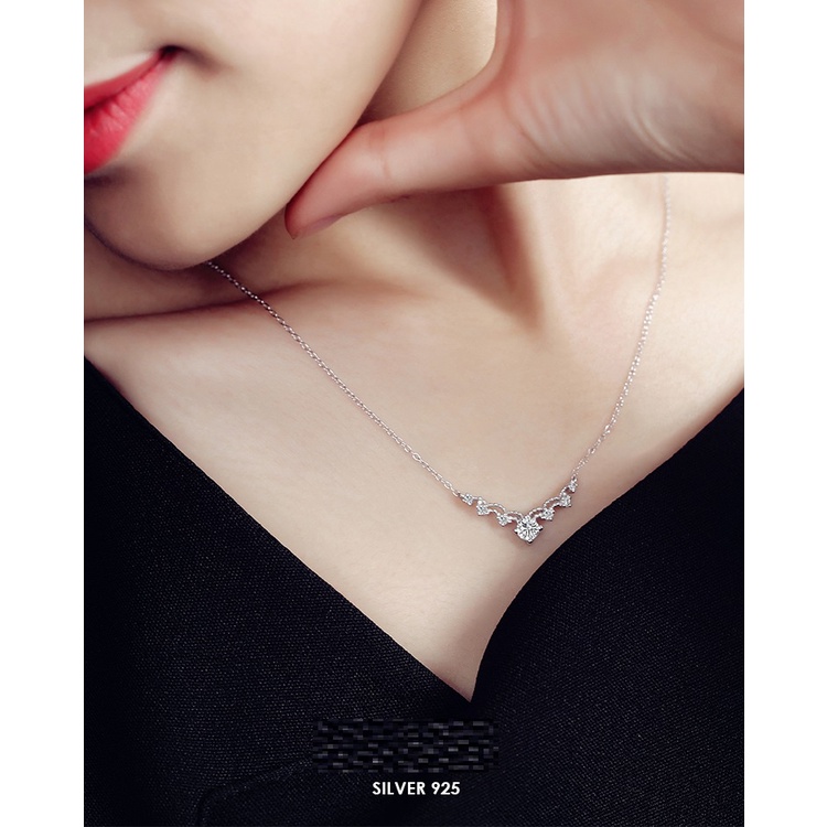 Dây chuyền bạc Evasilver dạng ngắn phong cách trẻ trung nữ tính,Vòng cổ chât liệu bạc ta sang trọng