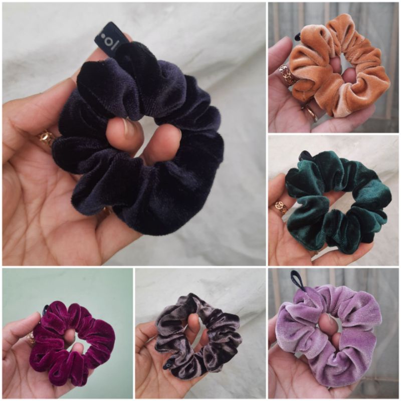 Cột tóc vải nhung trơn màu đen/màu mã 20 (8cm)