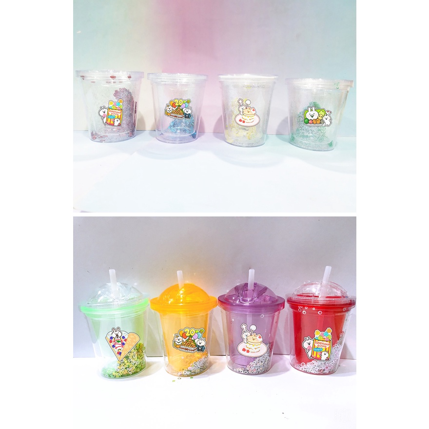 cốc 2 lớp thỏ usagyuuun kim tuyến CNKI41 cốc giữ nhiệt ly 2 lớp cốc làm lạnh dễ thương 500ml