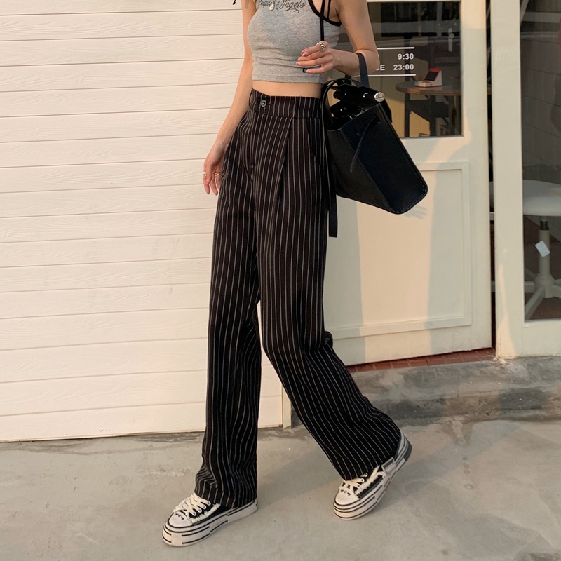 SUXI Quần ống rộng Họa Tiết Sọc Thời Trang Cho Nữ