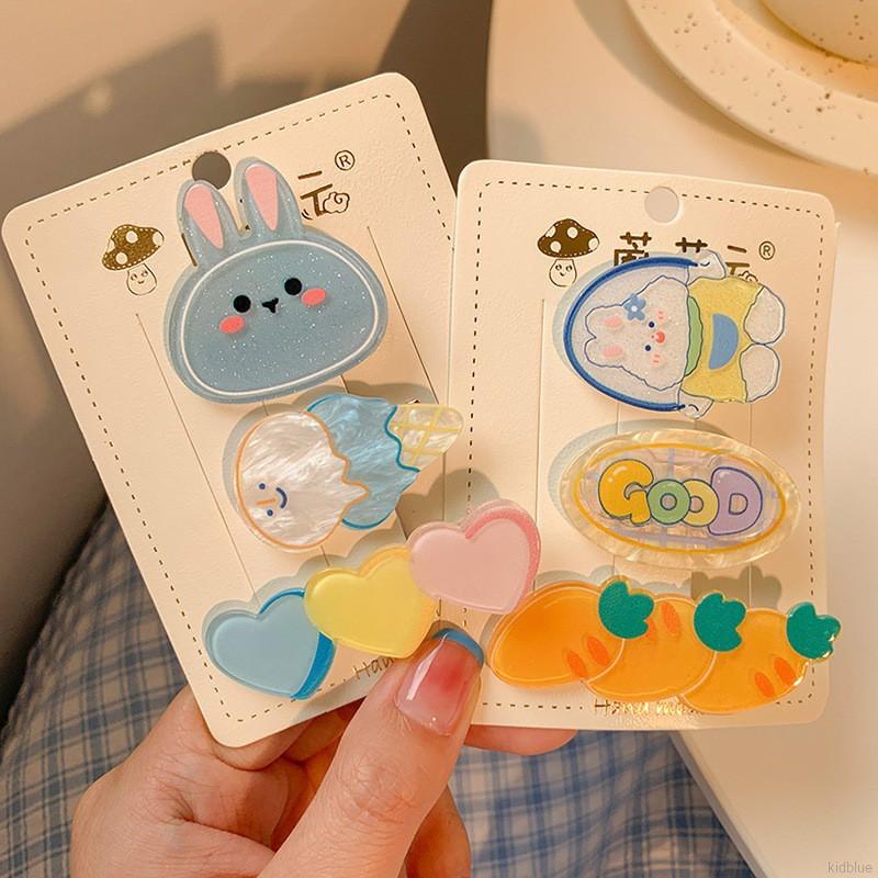 Kẹp tóc không đường may màu sắc kẹo ngọt phong cách Hàn Quốc dành cho bé gái