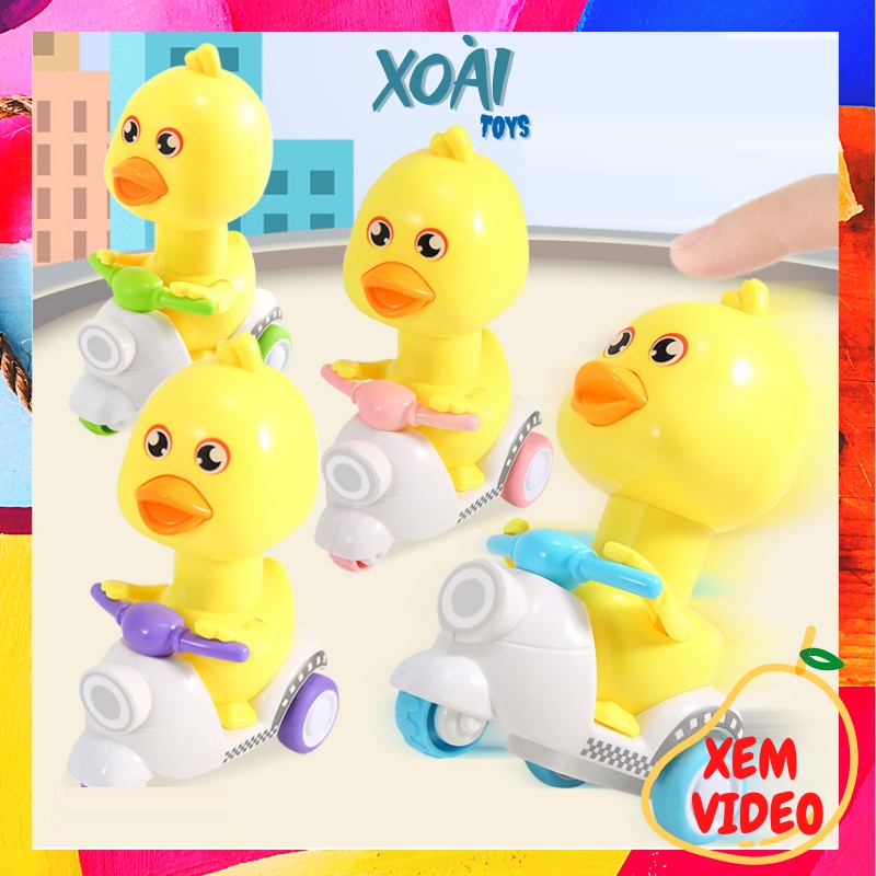 Xe đồ chơi, Vịt chạy xe máy, Vịt vàng lái xe vespa, Đồ chơi con vịt điều khiển xe, Đua xe tốc độ cho bé trai bé gái