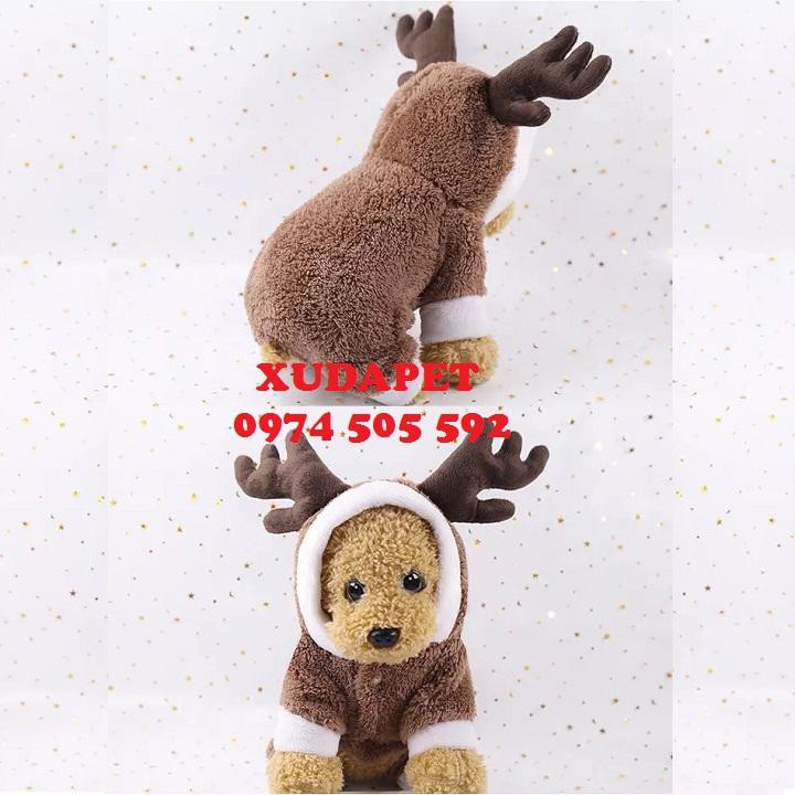 ÁO NOEL CHO CHÓ MÈO COSPLAY CHÚ TUẦN LỘC NÂU CỰC ĐÁNG YÊU XUDAPET – ATL160