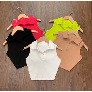 Áo thun ba lỗ croptop cổ bẻ MAGB2006204 mới