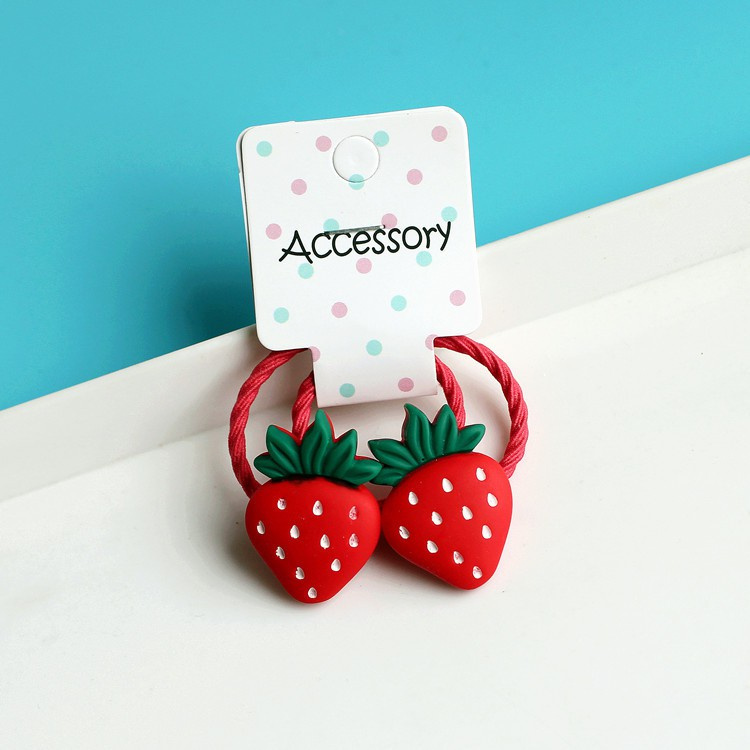 Set 2 Dây Cột Tóc Co Giãn Hình Trái Cherry/ Củ Cà Rốt Dễ Thương Cho Bé Gái