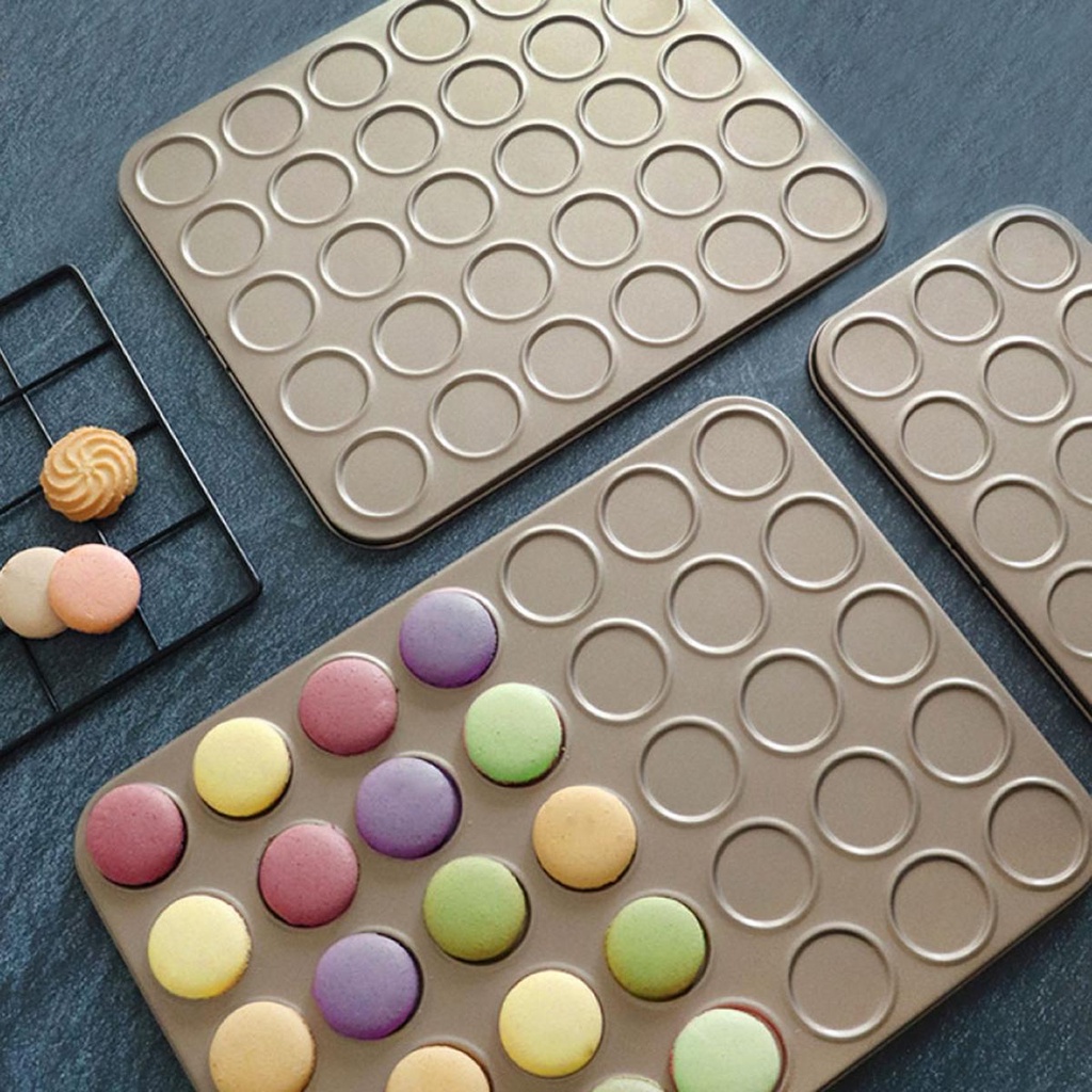 Dalton Khay Nướng Bánh macaron 15 / 30 / 35 Lỗ Bằng Thép Cacbon Chống Dính
