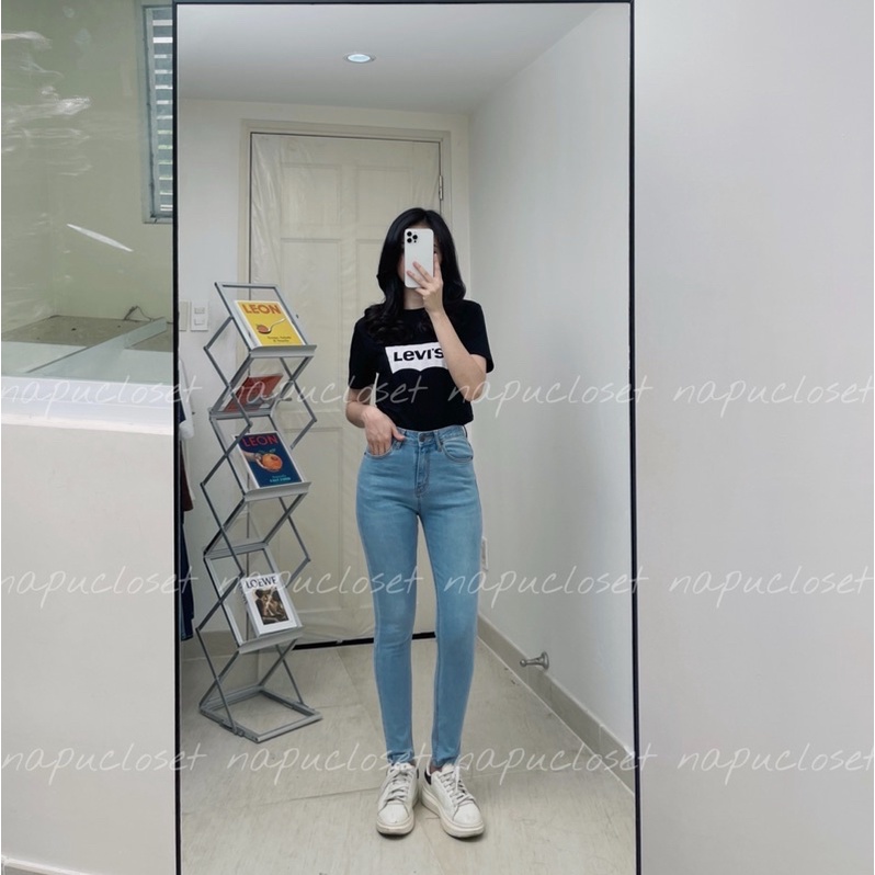 Quần jeans skinny dài 93cm trơn