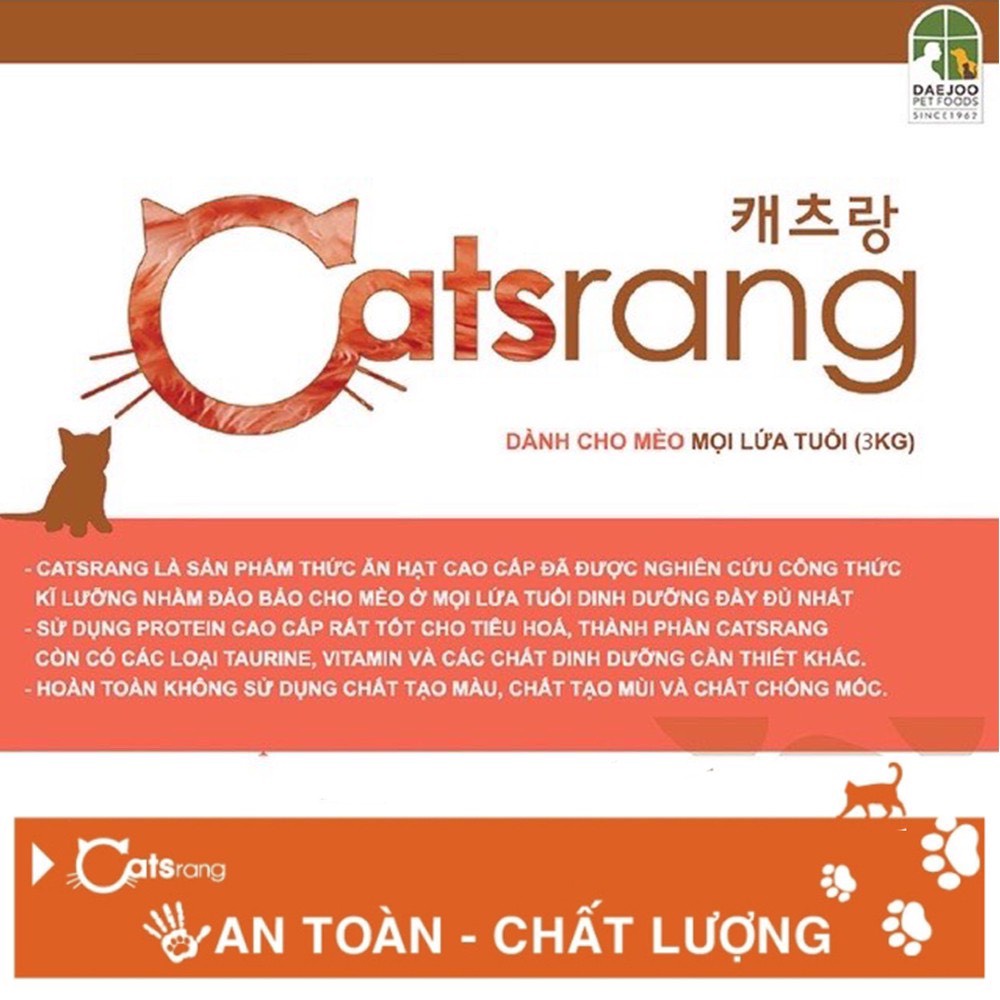 Hạt thức ăn cho mèo mọi lứa tuổi nhãn hiệu Catsrang bao 5kg