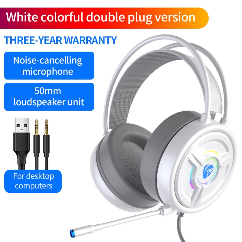 【Spot】Local Delivery High-quality Cute Cat Ears Eat Chicken Head-mounted Wired Gaming Desktop Laptop Headset Built-in Mi