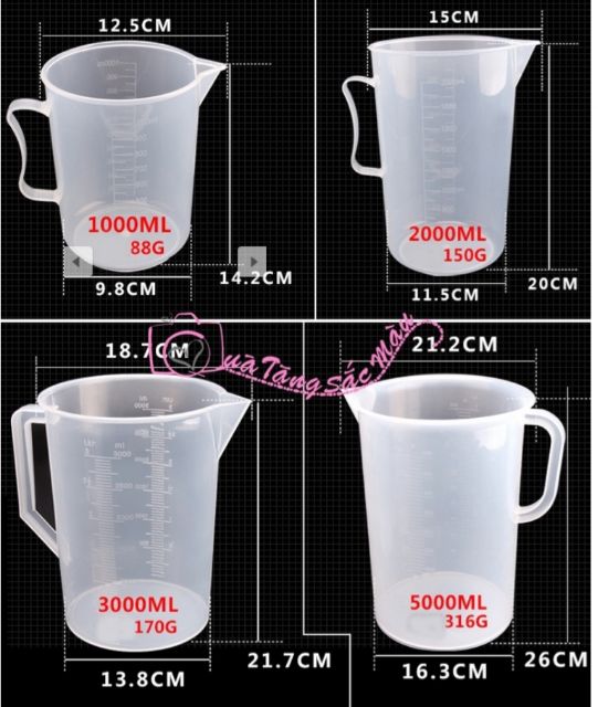 Bộ 7 Ca Đong Nhựa Pha Chế (7 size khác nhau)