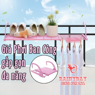 Giá kệ phơi đồ quần áo treo ban công cửa sổ lan can đa năng gấp gọn thông minh