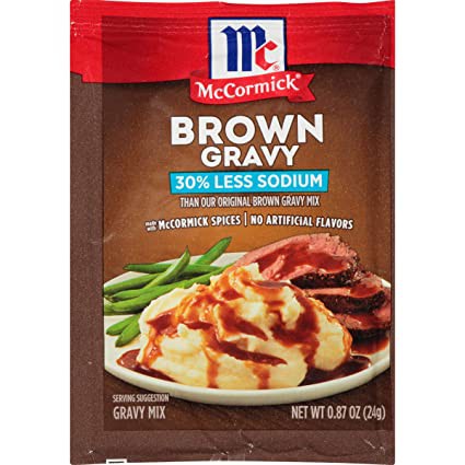 BỘT SỐT, CHẤM THỊT NƯỚNG, RAU CỦ XÀO ÍT MUỐI McCormick 30% Less Sodium Brown Gravy Mix 24g (0.87 oz)