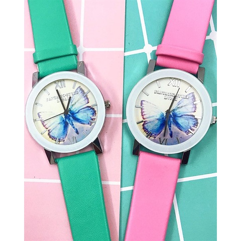 Đồng hồ nữ kim dây da kình cánh bướm