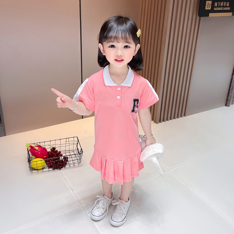 Đầm cổ polo IQ Angel họa tiết thêu xinh xắn cho bé gái