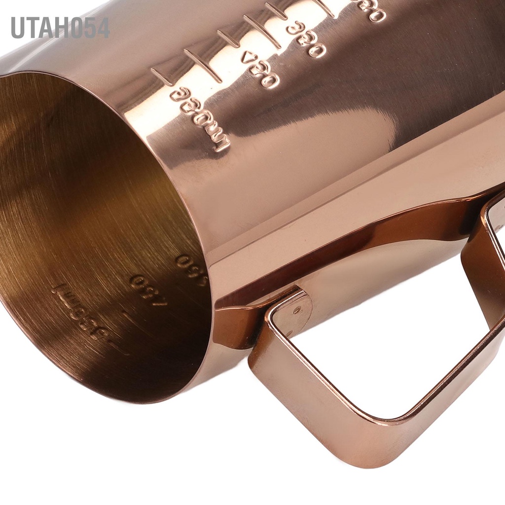 Utah054 Cốc tạo bọt sữa 550ML với quy mô Vàng hồng bằng thép không gỉ Bình đựng cà phê