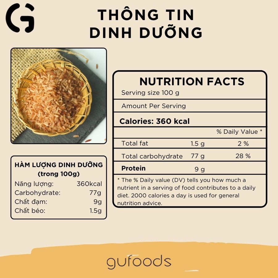 Gạo lứt ăn kiêng, giảm cân GUfoods (1kg) - Lứt huyết rồng / Huyết rồng xát dối / Lứt tím than - Phù hợp Thực dưỡnGUfoods