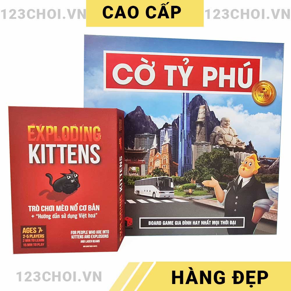 [COMBO 2 IN 1] Trò chơi Cờ Tỷ phú Việt Nam Board game + Bài Mèo Nổ Exploding  Kittens bản Việt hóa chính hãng giá rẻ