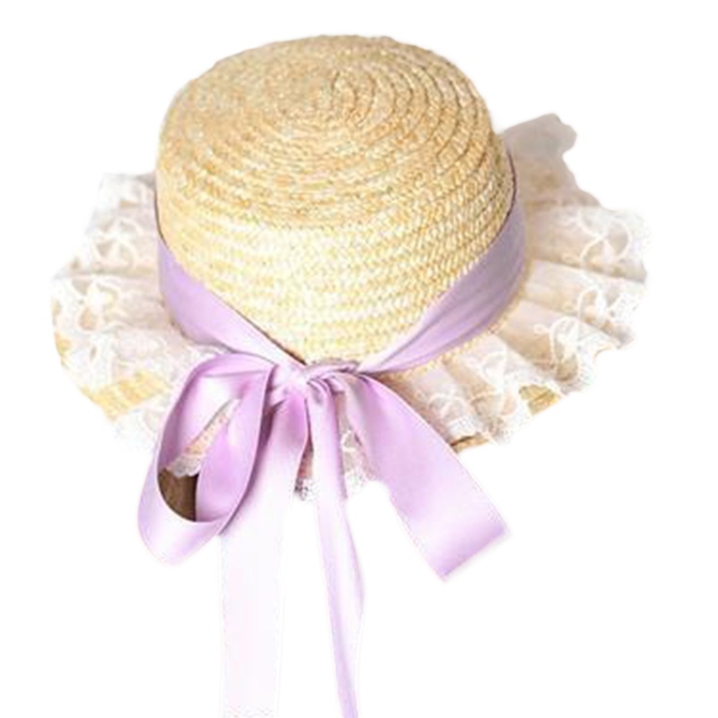 Nón Cối Rộng Vành Phối Ren Hoa Dễ Thương Thời Trang Đi Biển Mùa Hè Cho Nữ