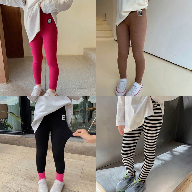 Quần Legging Thể Thao Lưng Thun Co Giãn Phong Cách Hàn Quốc Thời Trang Xuân Thu Cho Bé Gái