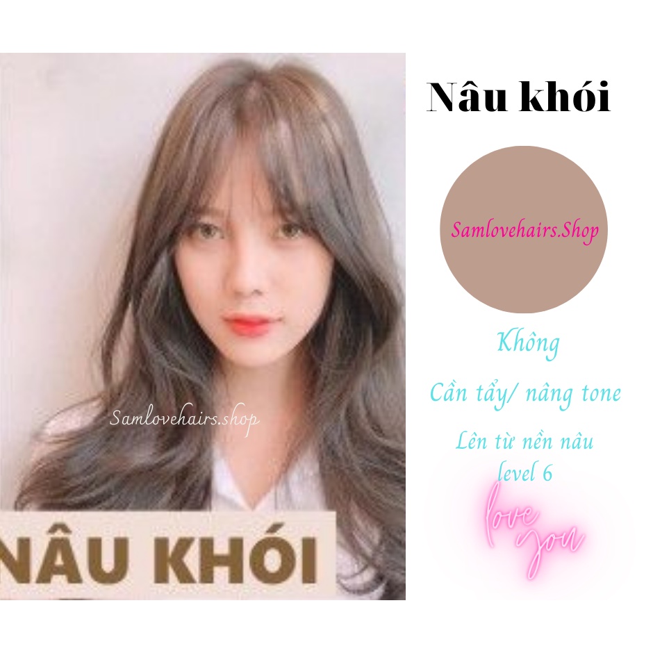 [KHÔNG TẨY] Thuốc nhuộm tóc MÀU NÂU KHÓI lên từ nền NÂU,màu bền,tóc bóng không khô sơ