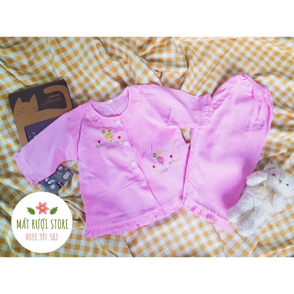 Bộ tole thêu tay dài quần dài bé gái / Bộ lanh thêu tay dài quần dài bé gái mát mịn xinh yêu