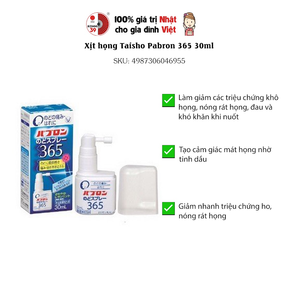 XỊT HỌNG TAISHO NHẬT BẢN GIẢM KHÔ HỌNG VÀ ĐAU RÁT CỔ HỌNG (CHAI 30ML)