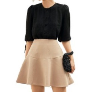 Olv - chân váy beige line skirt